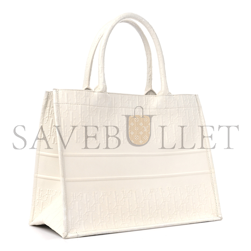 D*or oblique calfskin embossed medium book tote ivory (36*27*17.1cm)